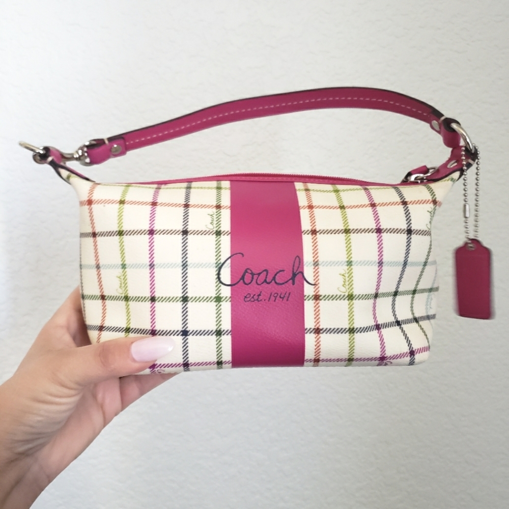 ◇ Coach Pink Plaid Mini Purse.